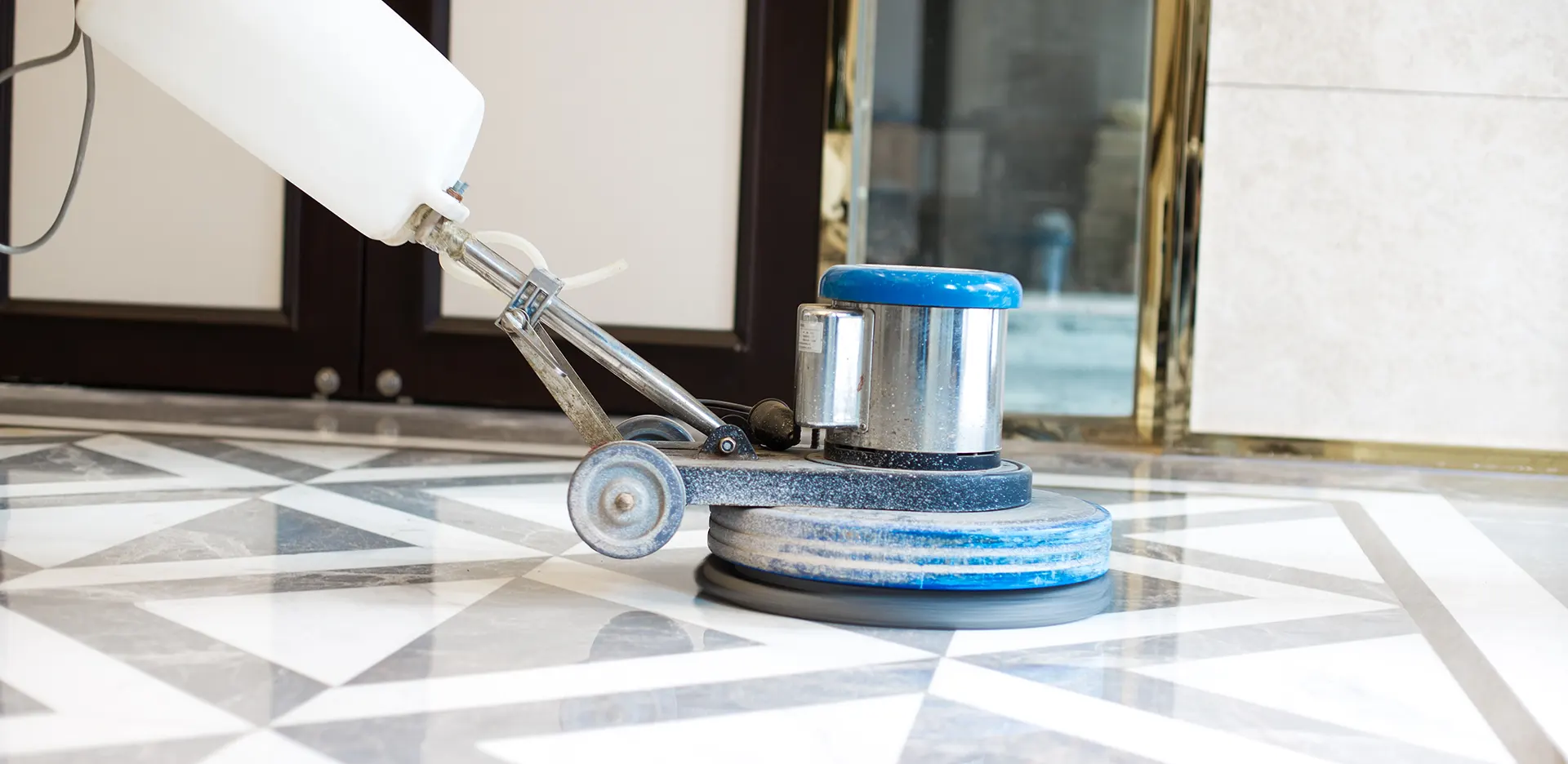 Marble floor scrubbing polishing